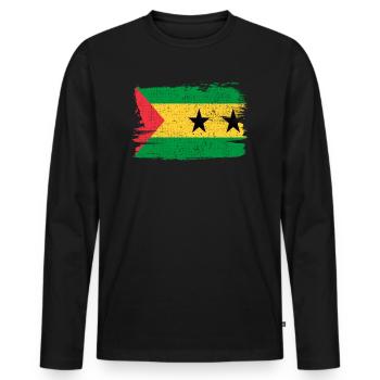 Sao Tomé-et-Príncipe Drapeau Drapeau Paix Vintage - T-shirt manches longues Premium bio Homme - noir - Devant - Nico (187cm)
