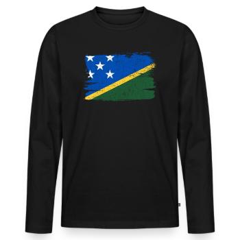 Solomon Islands Flag Flag Peace Vintage - Men's Premium Organic Long Sleeve Shirt - black - Front - Nico (187cm)