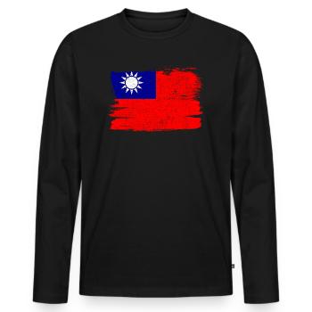 Drapeau de Taïwan drapeau paix Vintage - T-shirt manches longues Premium bio Homme - noir - Devant - Nico (187cm)