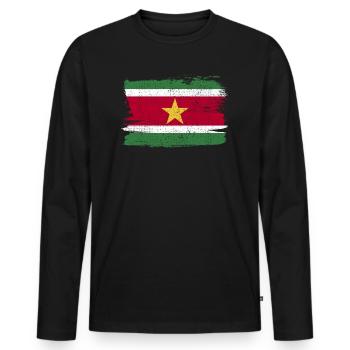 Drapeau du Suriname Drapeau de la paix Vintage - T-shirt manches longues Premium bio Homme - noir - Devant - Nico (187cm)