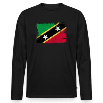 Saint Kitts and Nevis Vintage Flag Flag Peace - Men's Premium Organic Long Sleeve Shirt - black - Front - Nico (187cm)