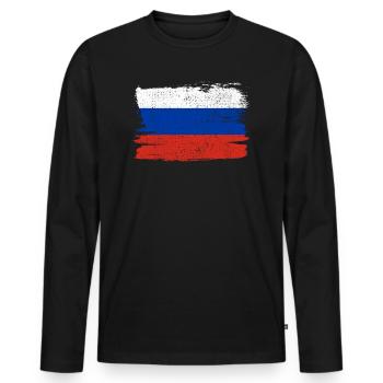 Drapeau de la Russie Drapeau de la paix Vintage - T-shirt manches longues Premium bio Homme - noir - Devant - Nico (187cm)