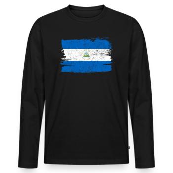 Nicaragua Flag Flag Peace Vintage - Men's Premium Organic Long Sleeve Shirt - black - Front - Nico (187cm)