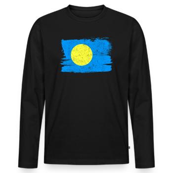 Drapeau des Palaos Drapeau de la paix Vintage - T-shirt manches longues Premium bio Homme - noir - Devant - Nico (187cm)