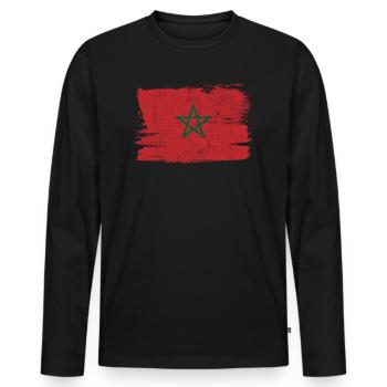 Marokko Flagge Flagge Frieden Vintage - Männer Premium Bio Langarmshirt - Schwarz - Vorne - Nico (187cm)