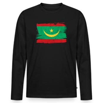 Drapeau de la Mauritanie Drapeau de la paix Vintage - T-shirt manches longues Premium bio Homme - noir - Devant - Nico (187cm)