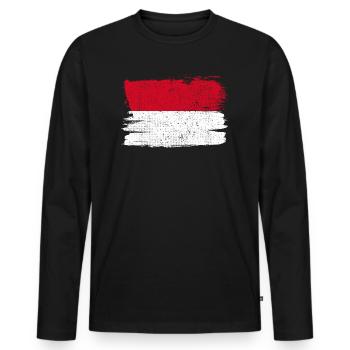 Drapeau de Monaco Drapeau de la Paix Vintage - T-shirt manches longues Premium bio Homme - noir - Devant - Nico (187cm)