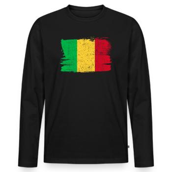 Drapeau du Mali Drapeau Paix Vintage - T-shirt manches longues Premium bio Homme - noir - Devant - Nico (187cm)