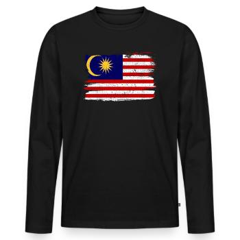 Drapeau de la Malaisie drapeau de la paix Vintage - T-shirt manches longues Premium bio Homme - noir - Devant - Nico (187cm)