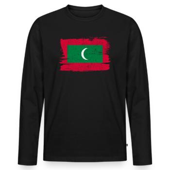 Drapeau des Maldives Drapeau de la paix Vintage - T-shirt manches longues Premium bio Homme - noir - Devant - Nico (187cm)