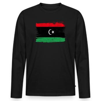 Libyen Flagge Flagge Frieden Vintage - Männer Premium Bio Langarmshirt - Schwarz - Vorne - Nico (187cm)