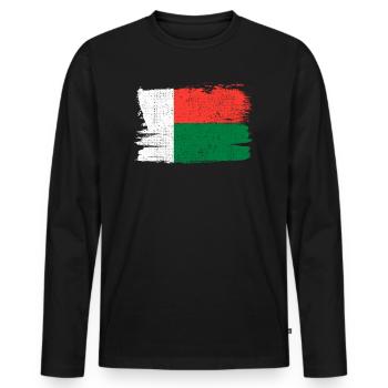 Drapeau de Madagascar Drapeau Paix Vintage - T-shirt manches longues Premium bio Homme - noir - Devant - Nico (187cm)