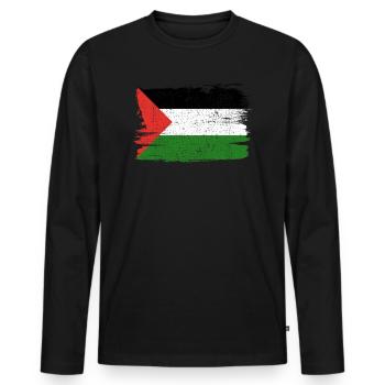 Drapeau de la Palestine drapeau paix Vintage - T-shirt manches longues Premium bio Homme - noir - Devant - Nico (187cm)