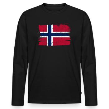 Drapeau de la Norvège Drapeau de la paix Vintage - T-shirt manches longues Premium bio Homme - noir - Devant - Nico (187cm)