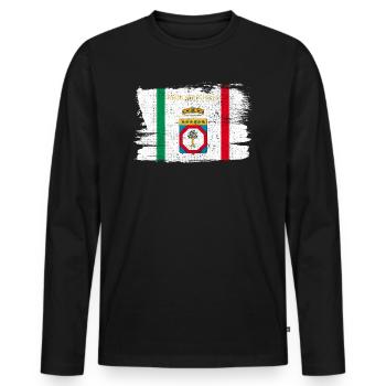 Région des Pouilles Italie drapeau drapeau paix Vintage - T-shirt manches longues Premium bio Homme - noir - Devant - Nico (187cm)