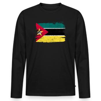Mozambique Mozambique drapeau drapeau paix Vintage - T-shirt manches longues Premium bio Homme - noir - Devant - Nico (187cm)