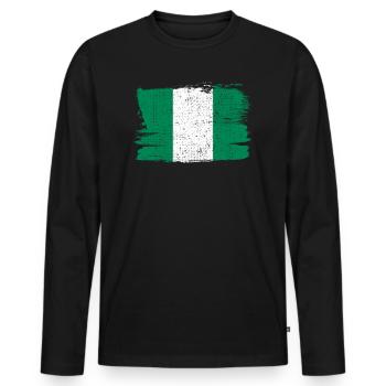 Drapeau du Nigeria Drapeau de la paix Vintage - T-shirt manches longues Premium bio Homme - noir - Devant - Nico (187cm)