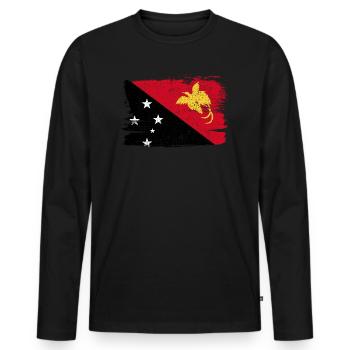Papouasie-Nouvelle-Guinée drapeau drapeau paix Vintage - T-shirt manches longues Premium bio Homme - noir - Devant - Nico (187cm)
