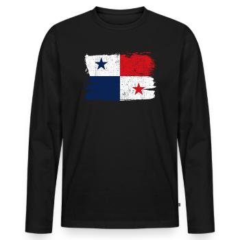 Panama Flag Flag Peace Vintage - Men's Premium Organic Long Sleeve Shirt - black - Front - Nico (187cm)