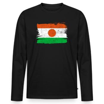 Nigeria Flagge Flagge Frieden Vintage - Männer Premium Bio Langarmshirt - Schwarz - Vorne - Nico (187cm)