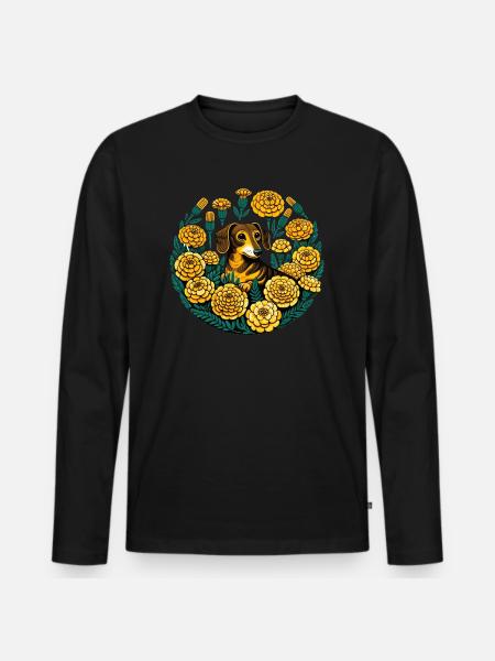 Dackel - Männer Premium Bio Langarmshirt - Schwarz