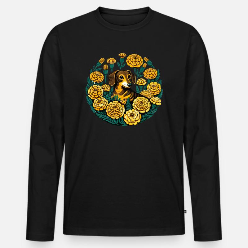 Dackel - Männer Premium Bio Langarmshirt - Schwarz