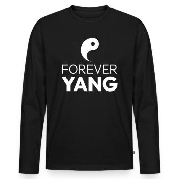 Forever Yang - Männer Premium Bio Langarmshirt - Schwarz - Vorne - Nico (187cm)