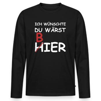 Ich wünschte du wärst Bier | Party, grillen - Männer Premium Bio Langarmshirt - Schwarz - Vorne - Nico (187cm)