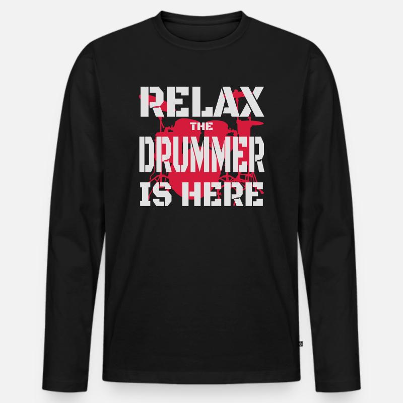 Relax Drummer 2 - Männer Premium Bio Langarmshirt - Schwarz