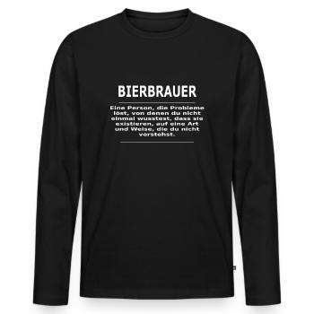 BIERBRAUER - Männer Premium Bio Langarmshirt - Schwarz - Vorne - Nico (187cm)