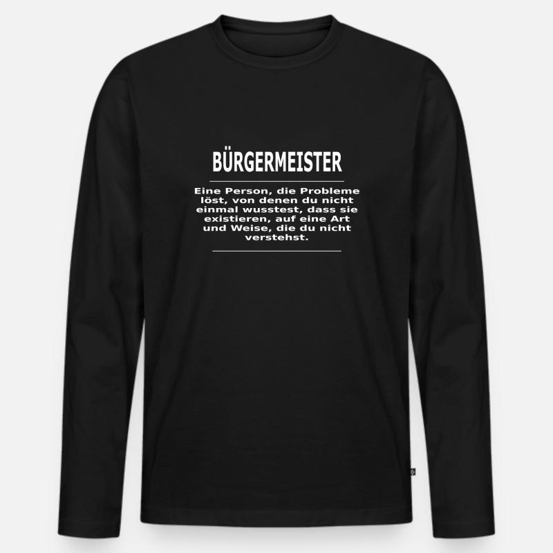 BÜRGERMEISTER - Männer Premium Bio Langarmshirt - Schwarz