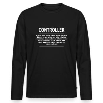 CONTROLLER - Männer Premium Bio Langarmshirt - Schwarz - Vorne - Nico (187cm)