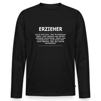 ERZIEHER - Männer Premium Bio Langarmshirt - Schwarz - Vorne - Nico (187cm)