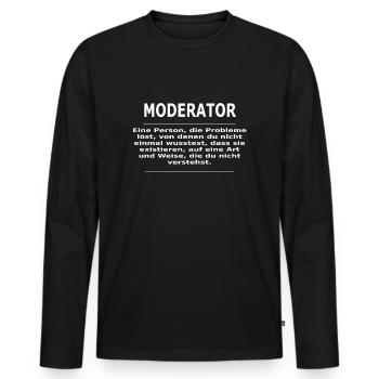 MODERATOR - Männer Premium Bio Langarmshirt - Schwarz - Vorne - Nico (187cm)