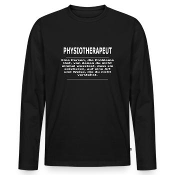 PHYSIOTHERAPEUT - Männer Premium Bio Langarmshirt - Schwarz - Vorne - Nico (187cm)