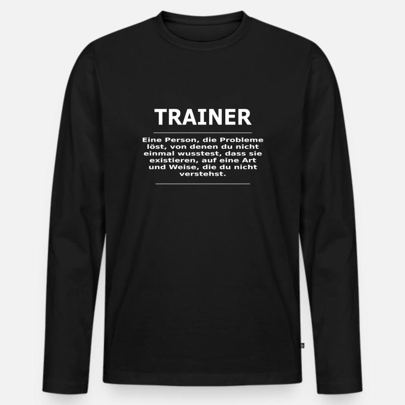 TRAINER - Männer Premium Bio Langarmshirt - Schwarz