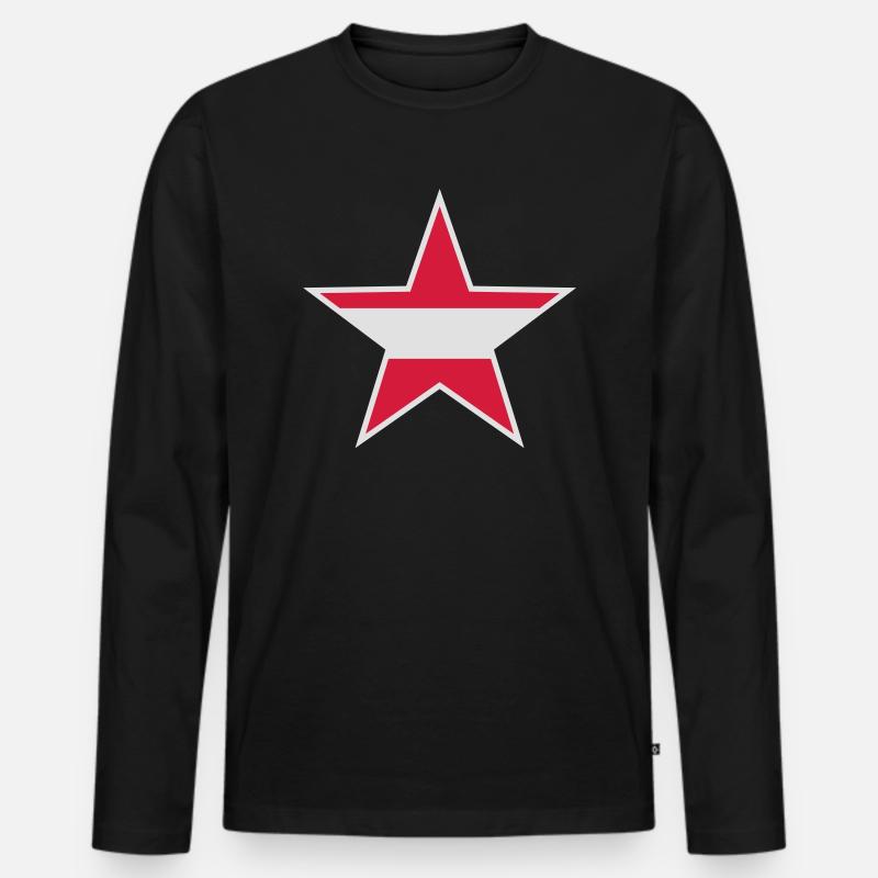 Austria Star Design - Männer Premium Bio Langarmshirt - Schwarz