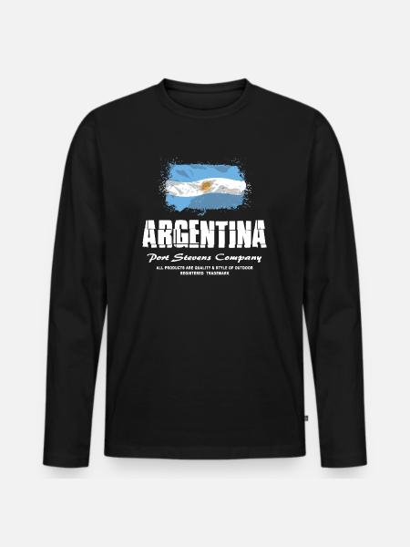 Argentina Flag Logo - Männer Premium Bio Langarmshirt - Schwarz