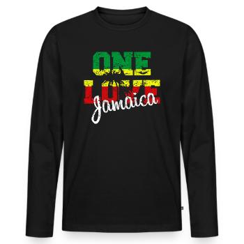 One Love Jamaica Palms white - Männer Premium Bio Langarmshirt - Schwarz - Vorne - Nico (187cm)