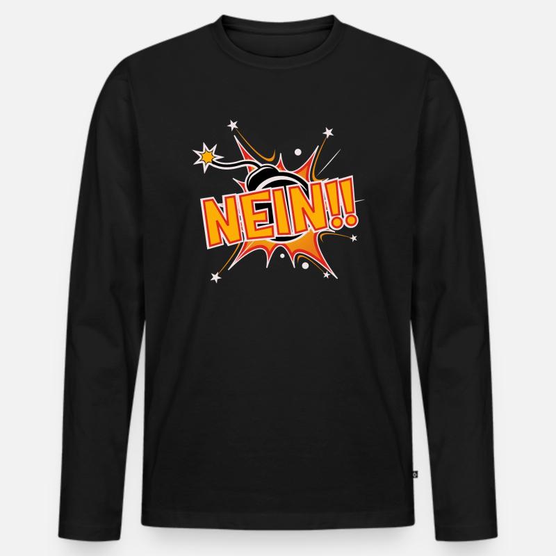 Nein Bombe - Männer Premium Bio Langarmshirt - Schwarz