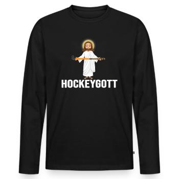 hockey hockeystick fieldhockey field hockeygott - Men's Premium Organic Long Sleeve Shirt - black - Front - Nico (187cm)