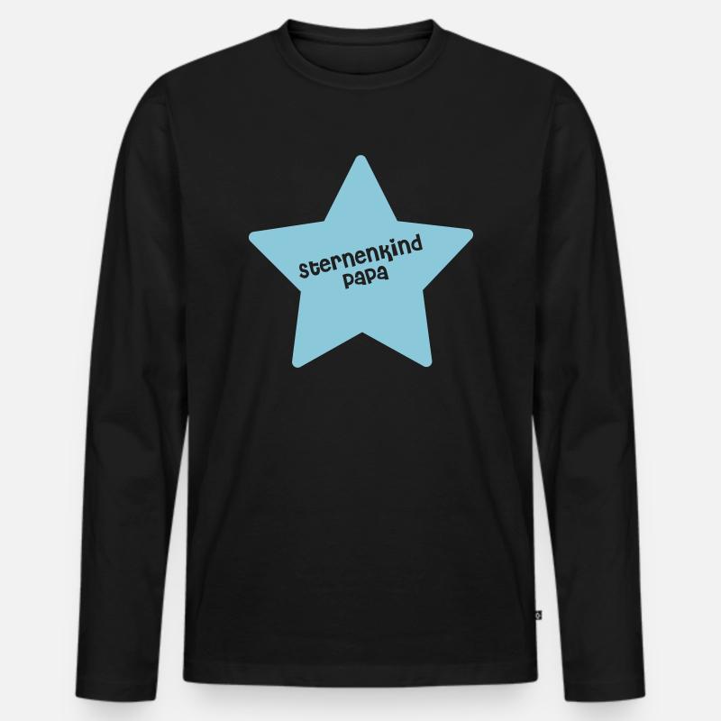 Sternenkind Papa Blau - Männer Premium Bio Langarmshirt - Schwarz