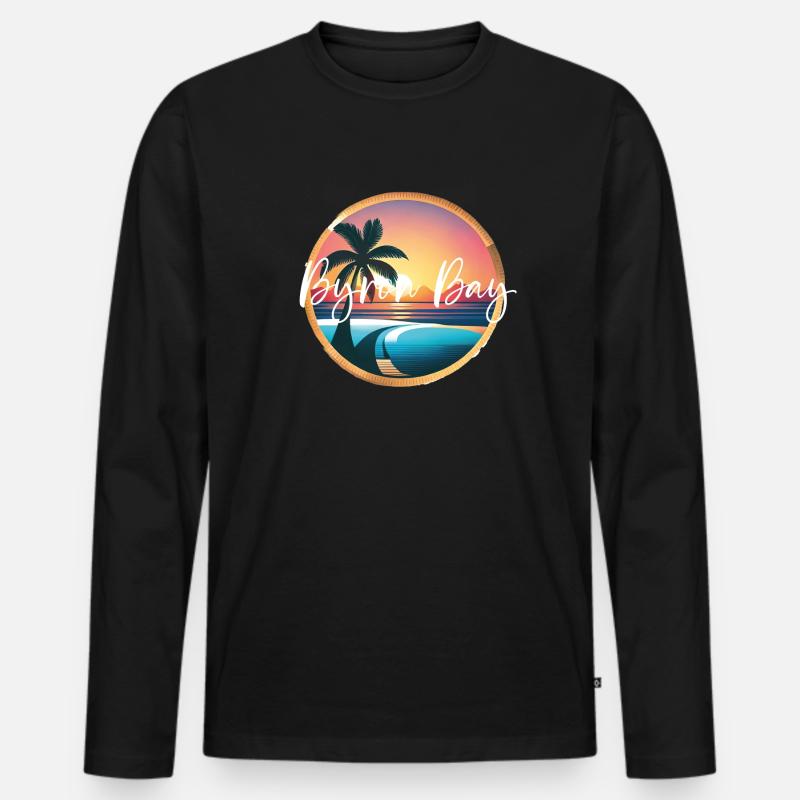 Byron Bay - Männer Premium Bio Langarmshirt - Schwarz