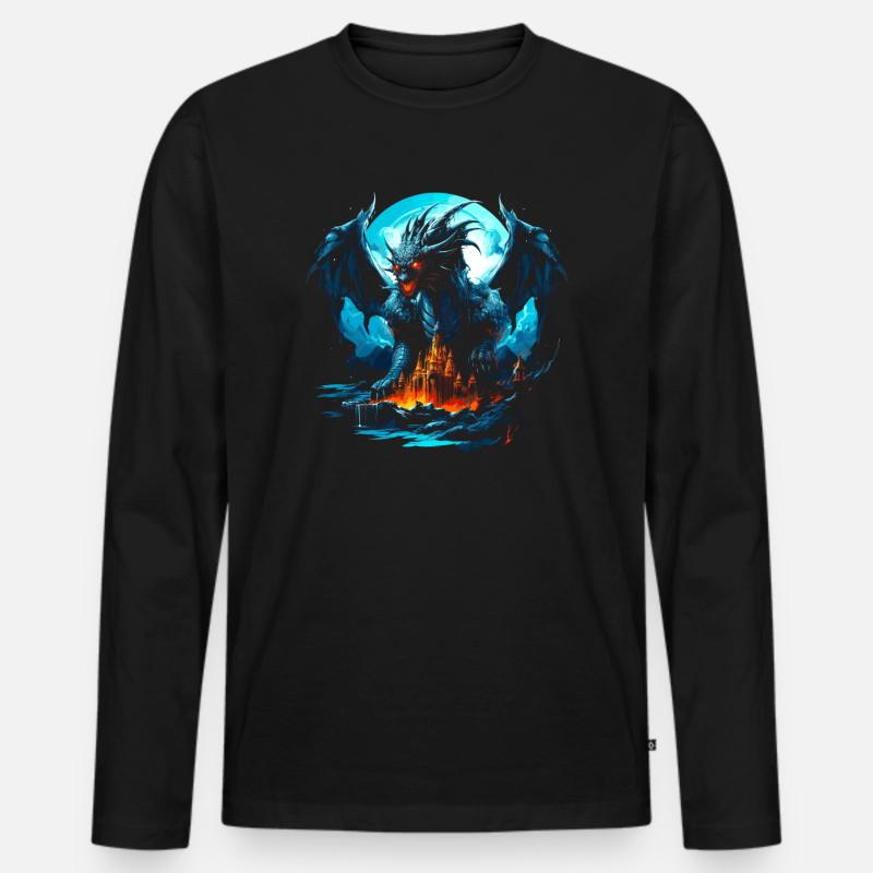 Eisdrache Frostdrache - Männer Premium Bio Langarmshirt - Schwarz