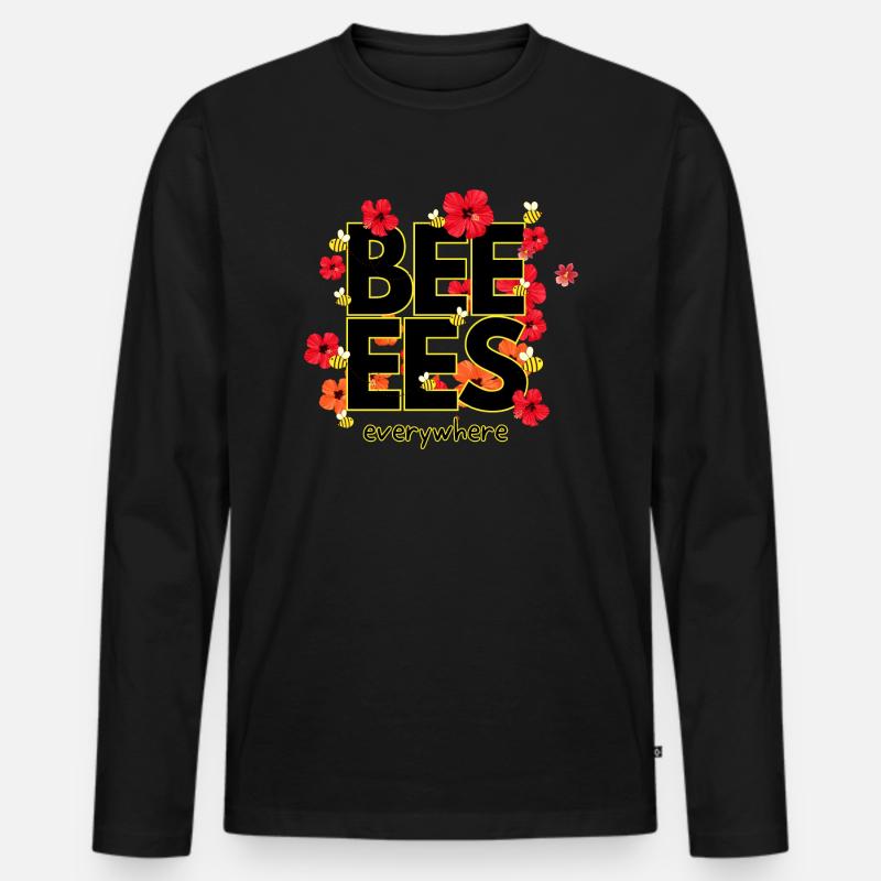 Beeees are everywhere Design - Männer Premium Bio Langarmshirt - Schwarz