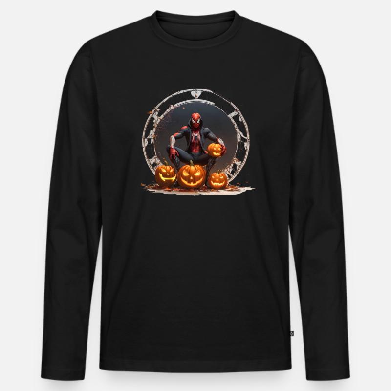 Halloween und Superheld - Männer Premium Bio Langarmshirt - Schwarz