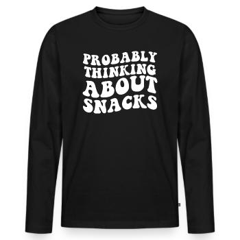 Retro Probably Thinking About Snacks funny eating - T-shirt manches longues Premium bio Homme - noir - Devant - Nico (187cm)