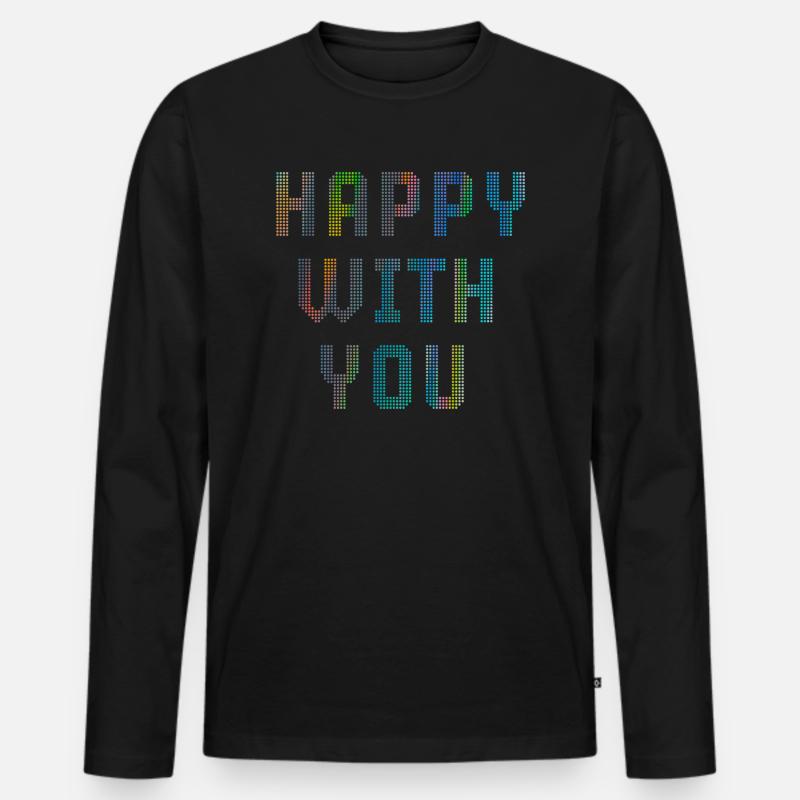 Happy with you - Männer Premium Bio Langarmshirt - Schwarz