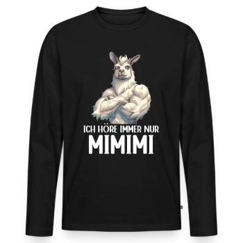 Alpaga Lama Andes Amérique du Sud J’écoute toujours Mimimi - T-shirt manches longues Premium bio Homme - noir - Devant - Nico (187cm)