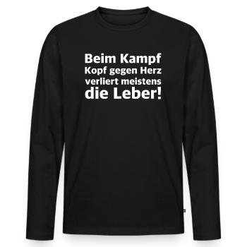 Kopf gehen Herz | lustige Sprüche, Leber, Bier - Männer Premium Bio Langarmshirt - Schwarz - Vorne - Nico (187cm)